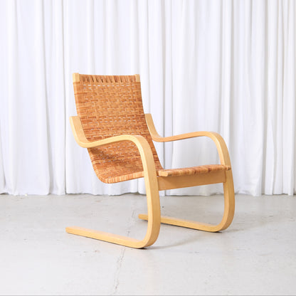 Alvar Aalto 406 Lounge Chairs with Rattan for Artek