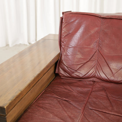 Mattias Ingman Pinus armchair in reddish-brown leather and pine, original photograph 2716