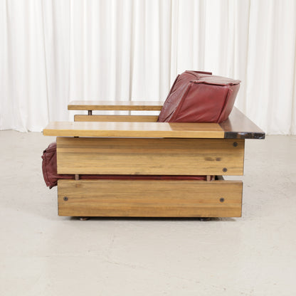 Mattias Ingman Pinus armchair in reddish-brown leather and pine, original photograph 2741