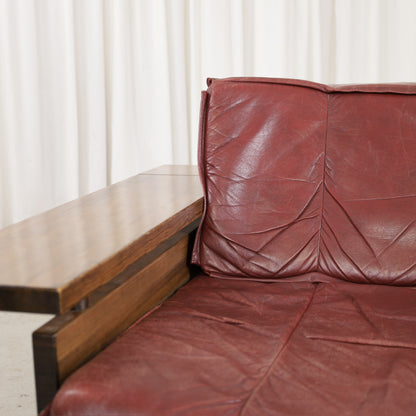 Mattias Ingman Pinus armchair in reddish-brown leather and pine, original photograph 2763