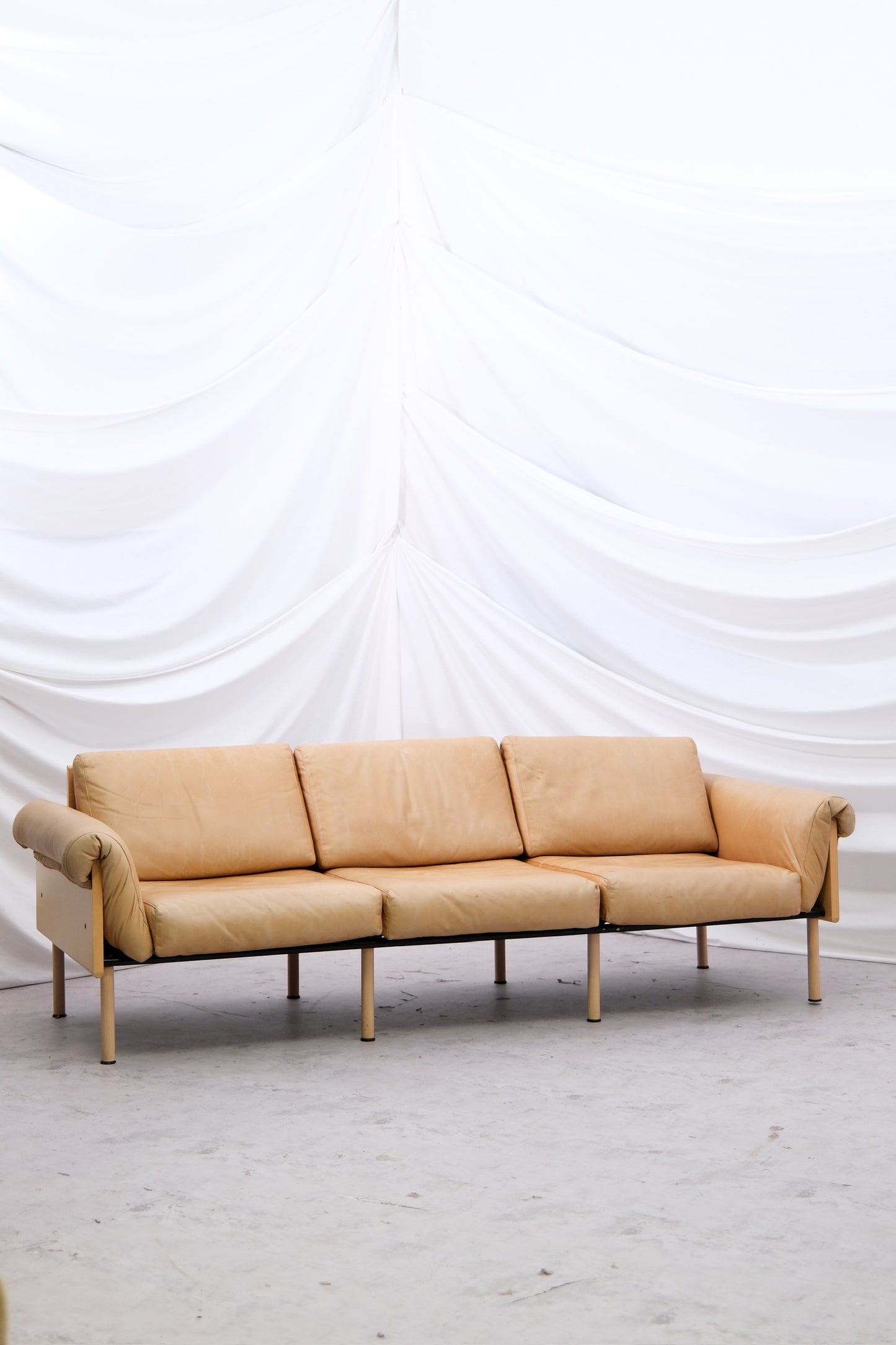 Yrjö Kukkapuro Ateljee 3 Seater Sofa  in Beige Leather