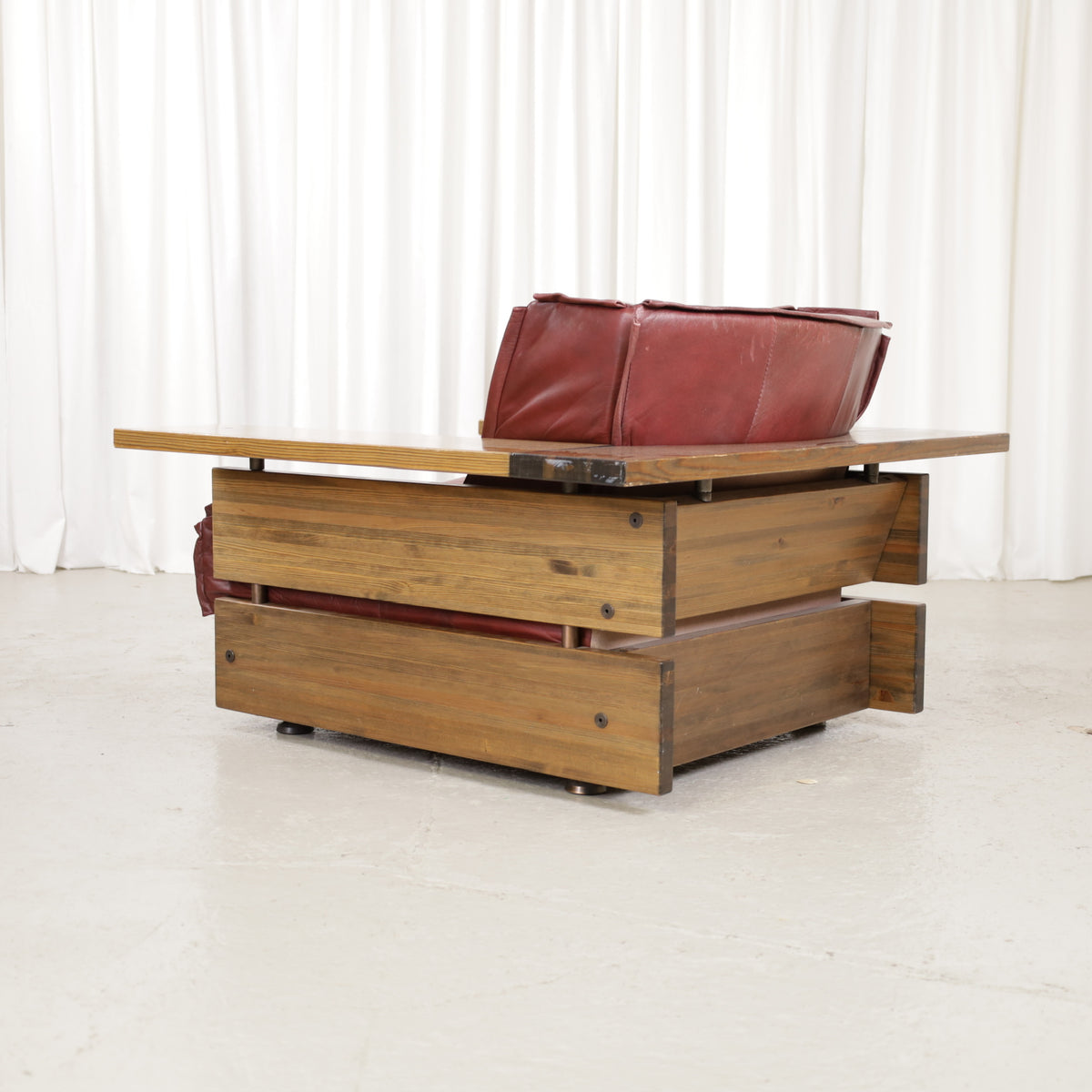 Mattias Ingman Pinus armchair in reddish-brown leather and pine, original photograph 2781