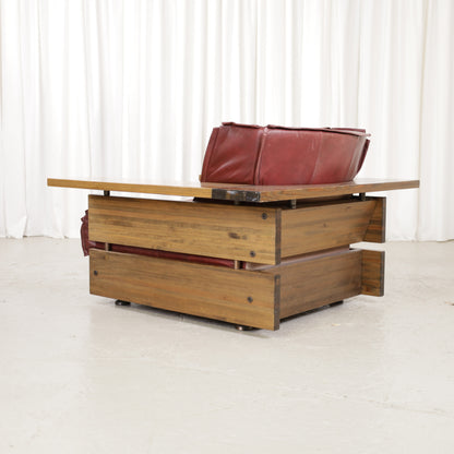 Mattias Ingman Pinus armchair in reddish-brown leather and pine, original photograph 2781