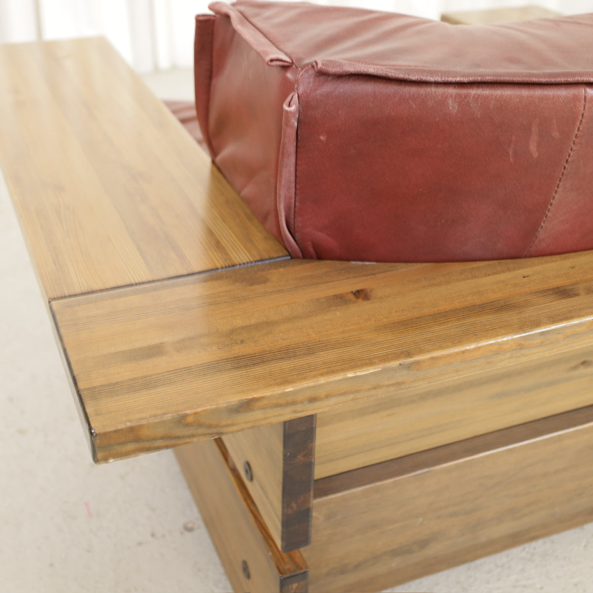 Mattias Ingman Pinus armchair in reddish-brown leather and pine, original photograph 2797