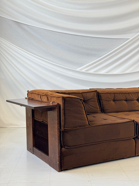 Vilka Modular Sofa with Wooden Frame and Velvet Upholstery