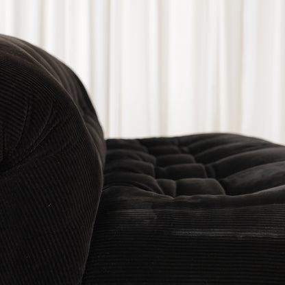 Cassina Soriana sofa in black corduroy – seat and backrest detail