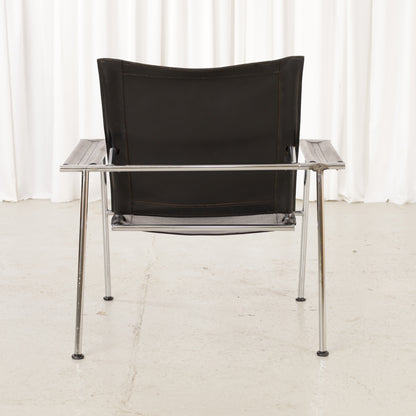 Yrjö Kukkapuro Casino lounge chair in black leather – rear view