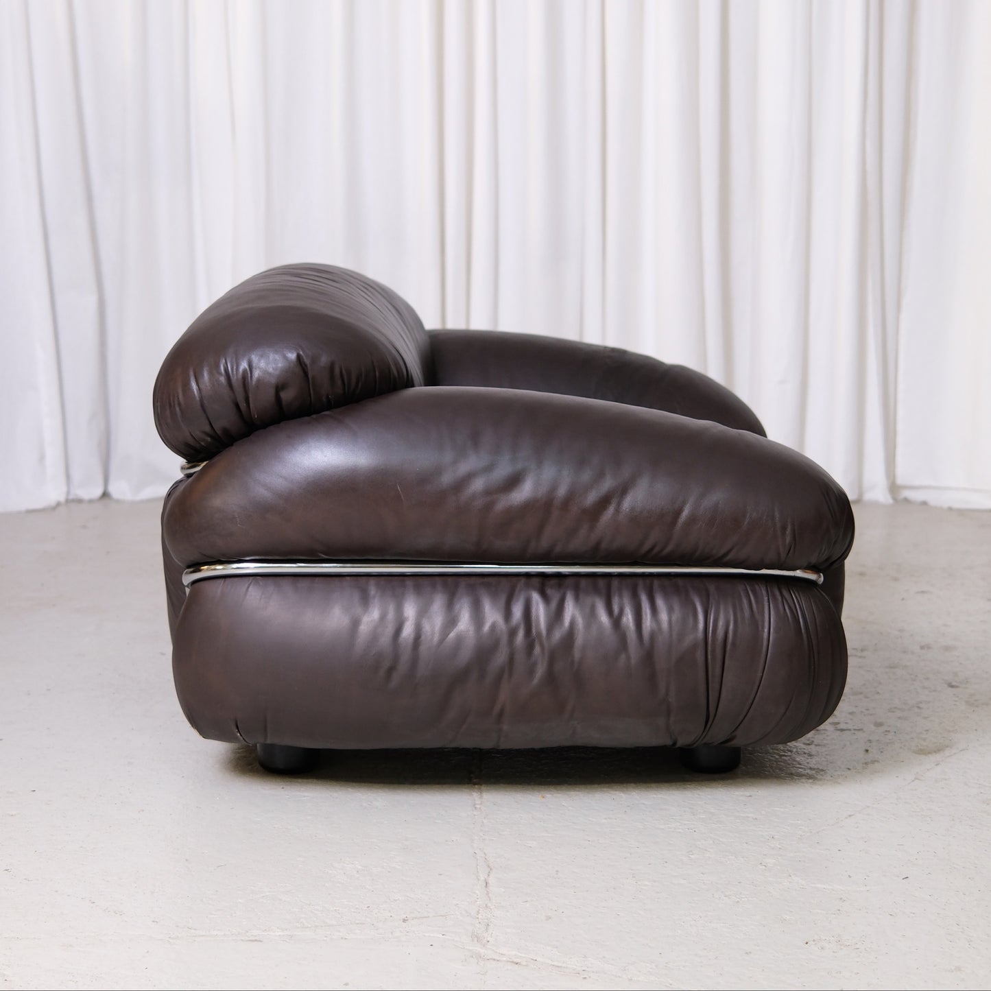 Gianfranco Frattini Sesann Armchair in Dark Brown Leather