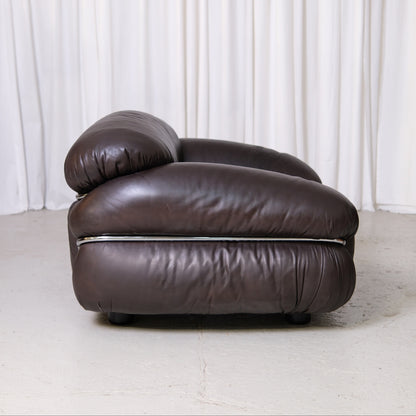 Gianfranco Frattini Sesann Armchair in Dark Brown Leather