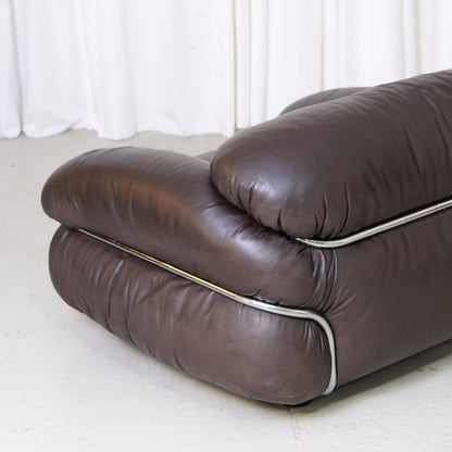 Gianfranco Frattini Sesann Armchair in Dark Brown Leather