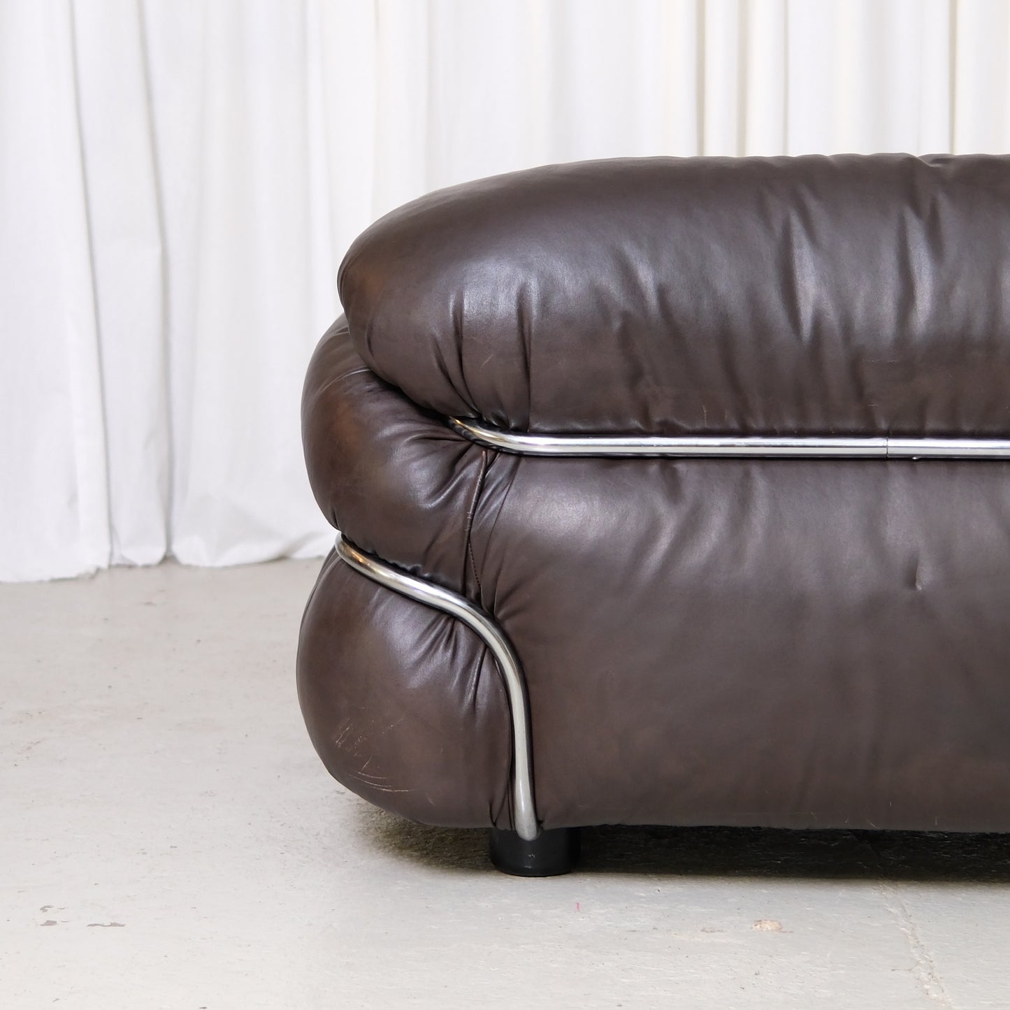 Gianfranco Frattini Sesann Armchair in Dark Brown Leather