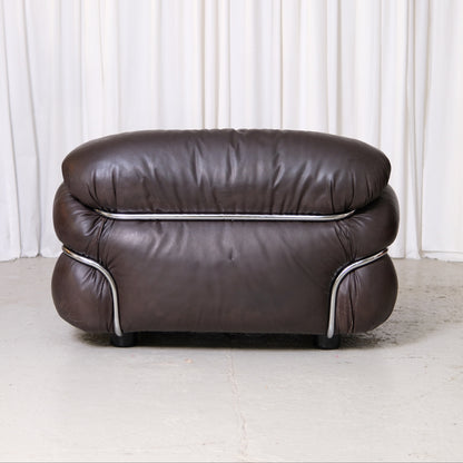 Gianfranco Frattini Sesann Armchair in Dark Brown Leather