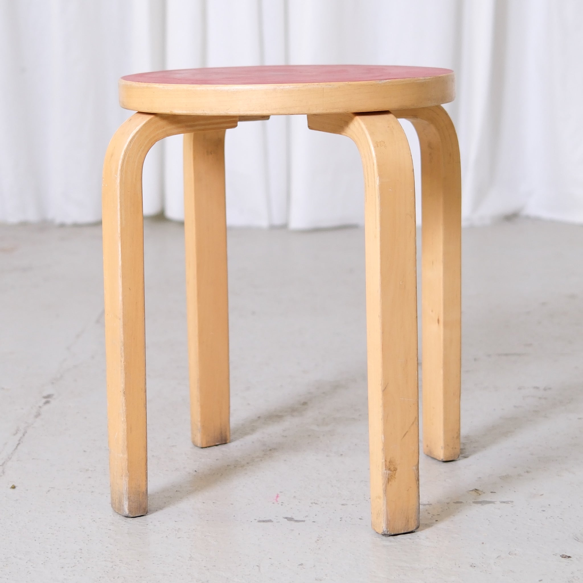 Alvar Aalto Artek E60 Stool - Red Linoleum – Pino Interiors