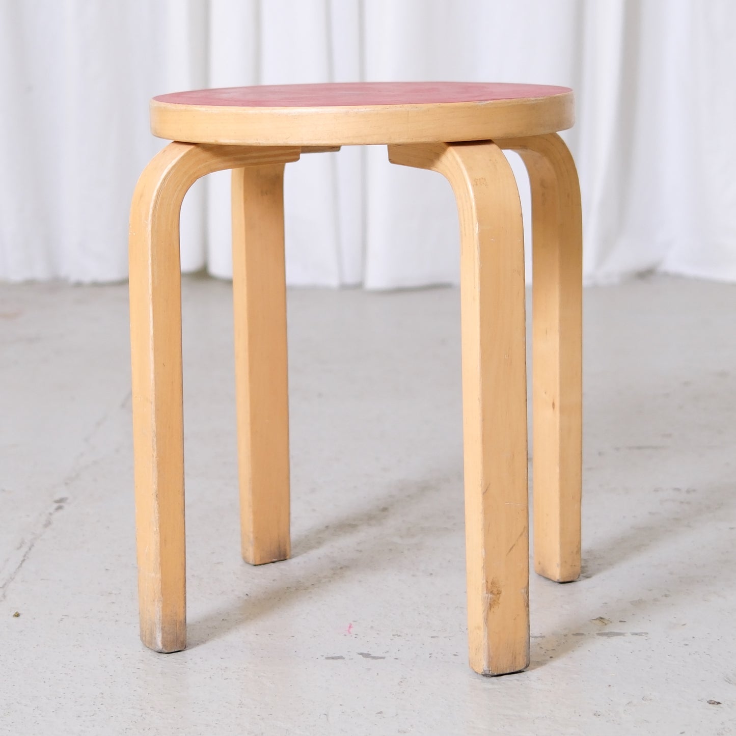 Alvar Aalto Artek E60 Stool - Red Linoleum