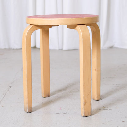 Alvar Aalto Artek E60 Stool - Red Linoleum