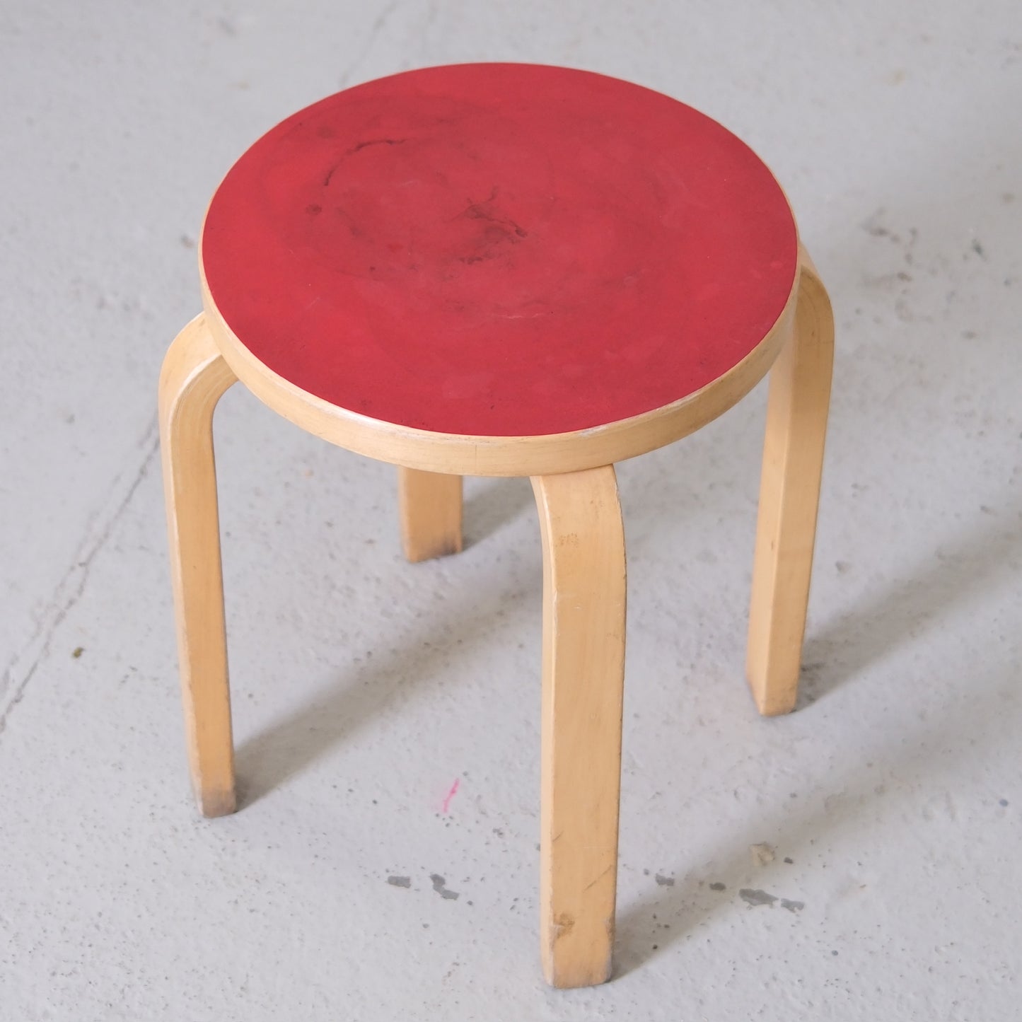 Alvar Aalto Artek E60 Stool - Red Linoleum