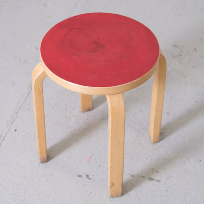 Alvar Aalto Artek E60 Stool - Red Linoleum