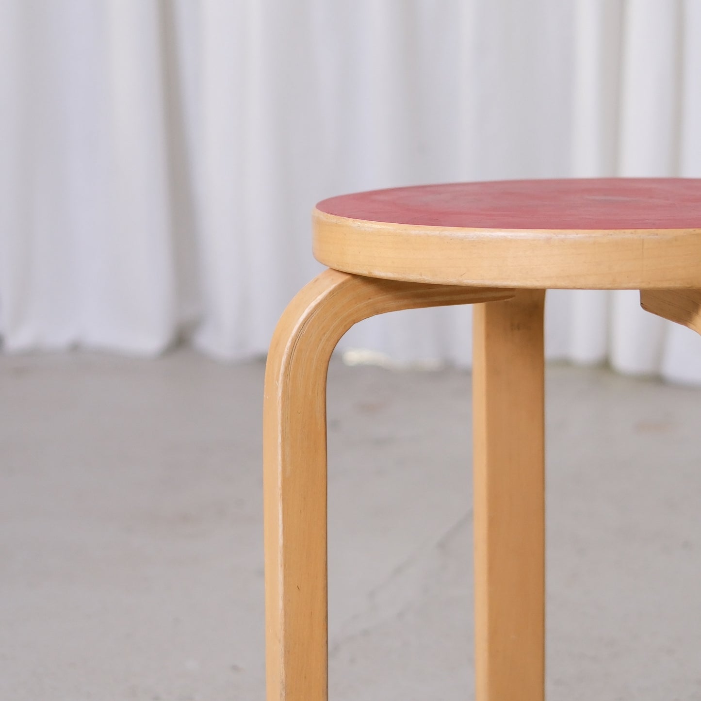 Alvar Aalto Artek E60 Stool - Red Linoleum