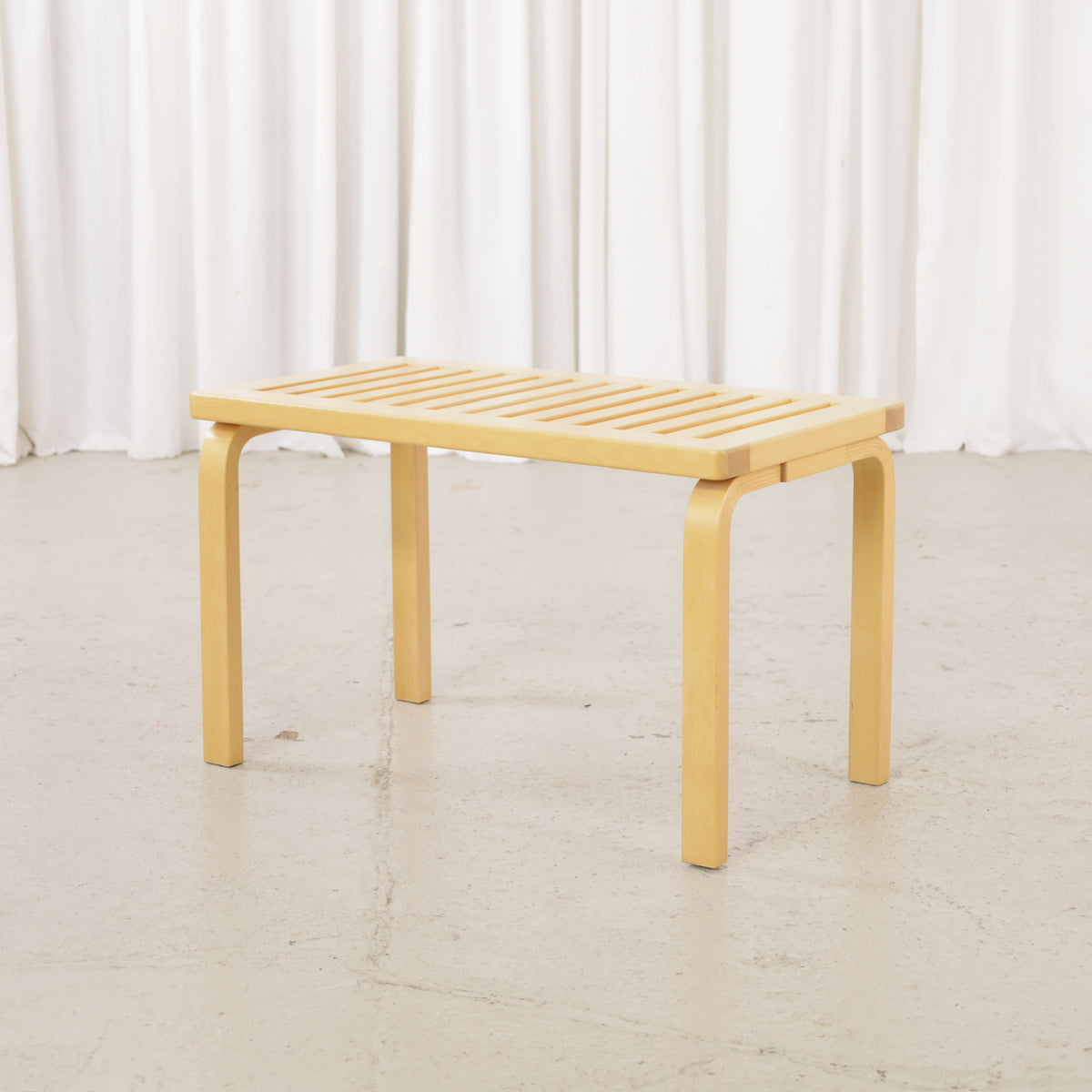 Alvar Aalto Artek 153B birch bench – Rear angled view
