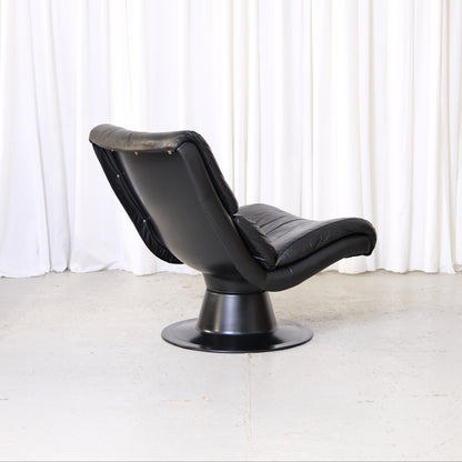Yrjö Kukkapuro Saturnus Lounge Chair Black Leather