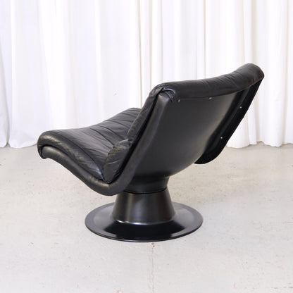 Yrjö Kukkapuro Saturnus Lounge Chair Black Leather