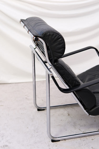 Yrjö Kukkapuro Remmi armchairs in Black Leather - Haimi 1970s