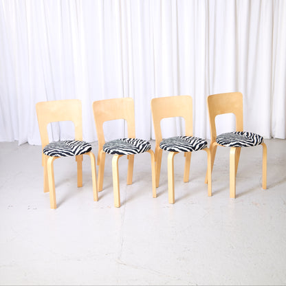 Alvar Aalto Chair 66 for Artek Zebra Upholstery