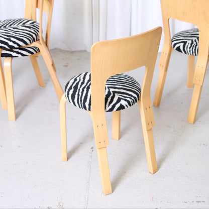 Alvar Aalto Chair 66 for Artek Zebra Upholstery