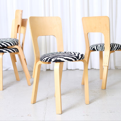 Alvar Aalto Chair 66 for Artek Zebra Upholstery