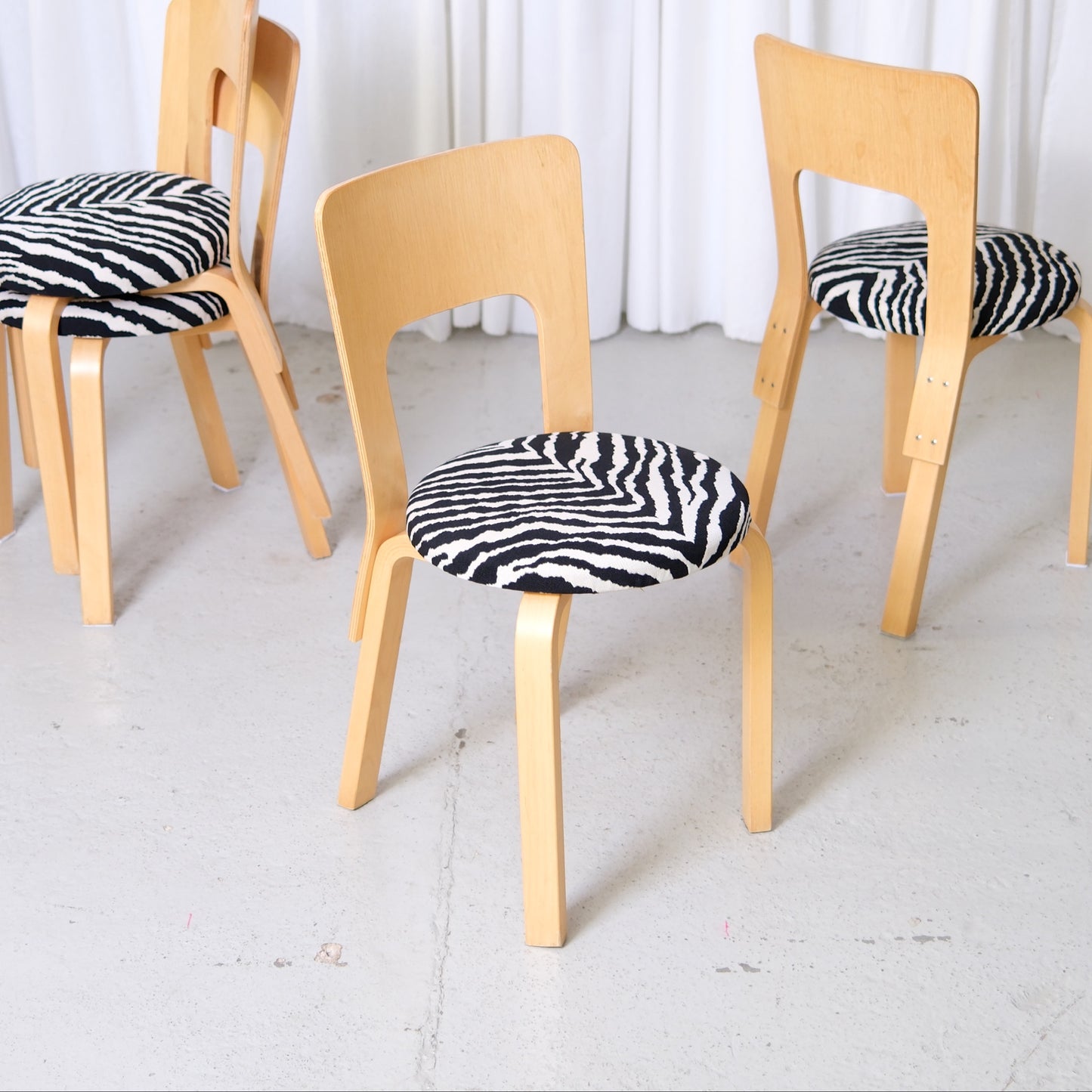 Alvar Aalto Chair 66 for Artek Zebra Upholstery