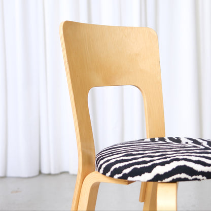 Alvar Aalto Chair 66 for Artek Zebra Upholstery
