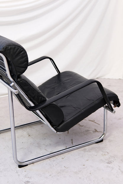 Yrjö Kukkapuro Remmi armchairs in Black Leather - Haimi 1970s