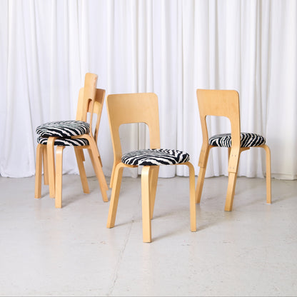 Alvar Aalto Chair 66 for Artek Zebra Upholstery