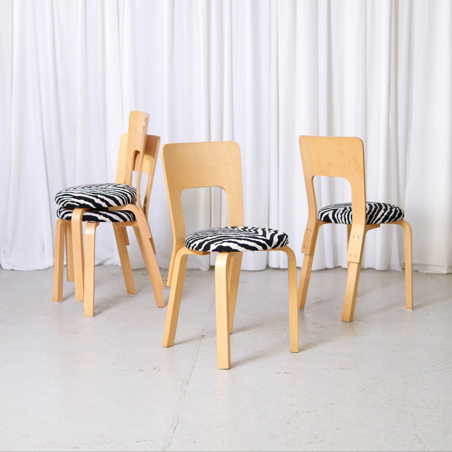 Alvar Aalto Chair 66 for Artek Zebra Upholstery