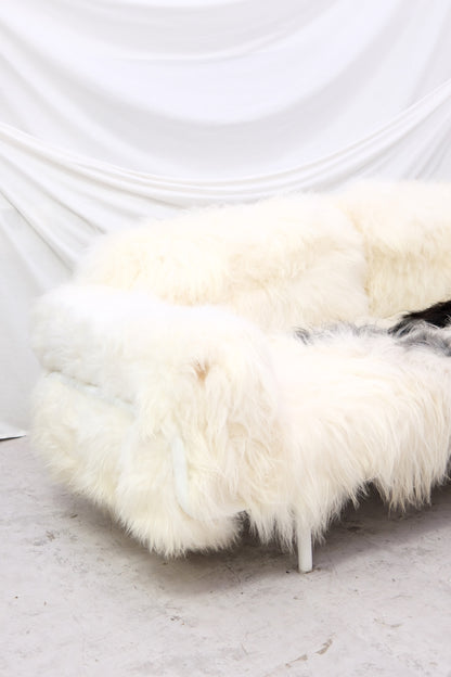 Vintage sheepskin 3-seater sofa