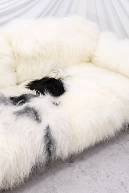 Vintage sheepskin 3-seater sofa