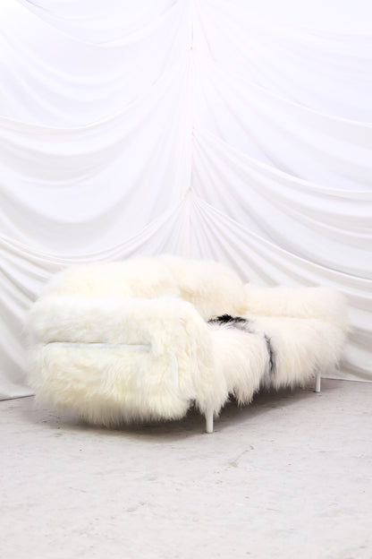 Vintage sheepskin 3-seater sofa