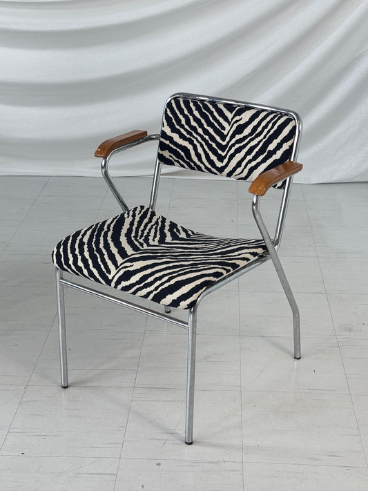 Set of 10 Vintage Tubular Steel Chairs with Zebra Upholstery
