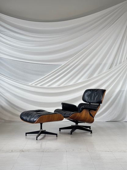 Herman Miller Eames Lounge Chair & Ottoman in Rosewood and Black Leather – USA, 1960s