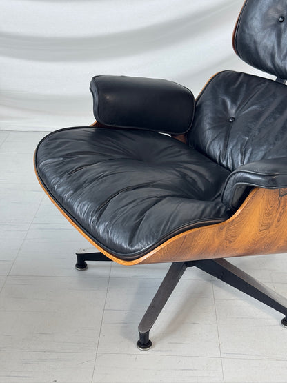 Herman Miller Eames Lounge Chair & Ottoman in Rosewood and Black Leather – USA, 1960s
