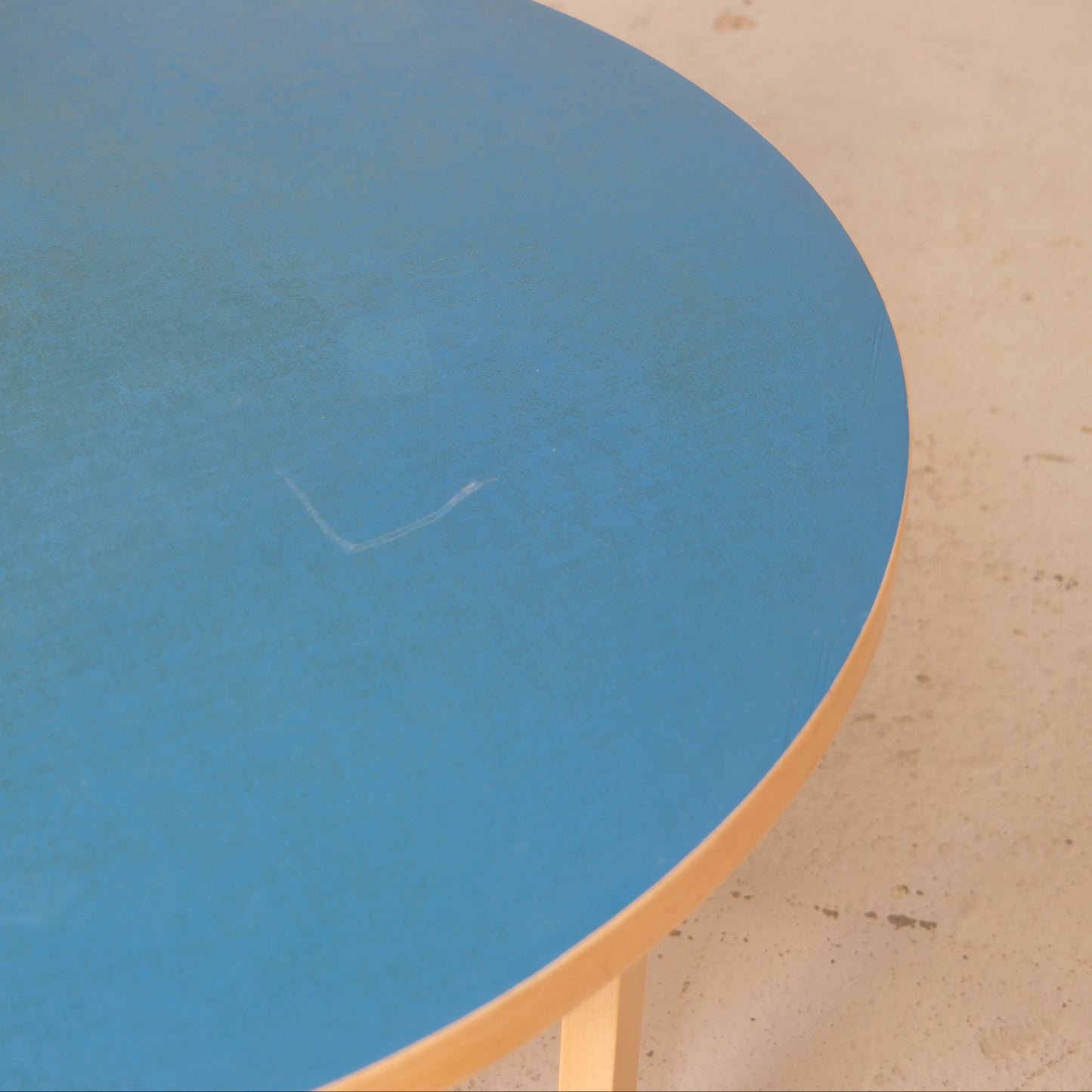 Artek Table 91 with Blue Linoleum Top by Alvar Aalto