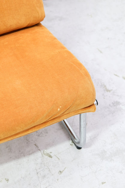 Yrjö Kukkapuro Remmi lounge chairs - Orange Velvet (2 available)