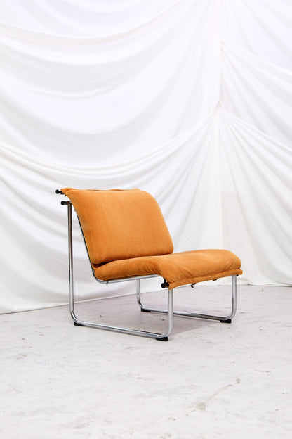 Yrjö Kukkapuro Remmi lounge chairs - Orange Velvet (2 available)