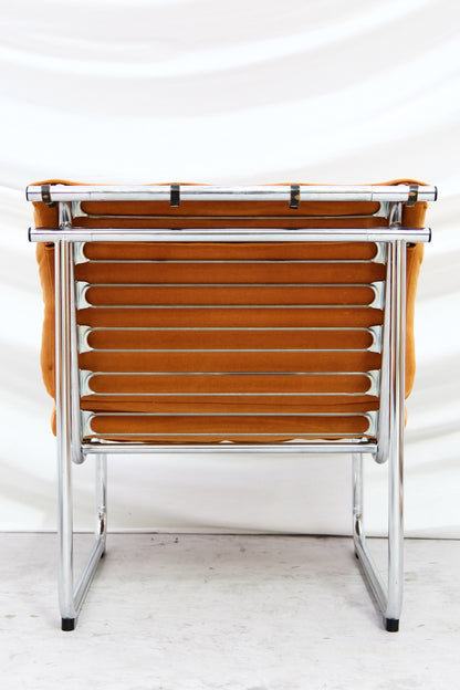 Yrjö Kukkapuro Remmi lounge chairs - Orange Velvet (2 available)