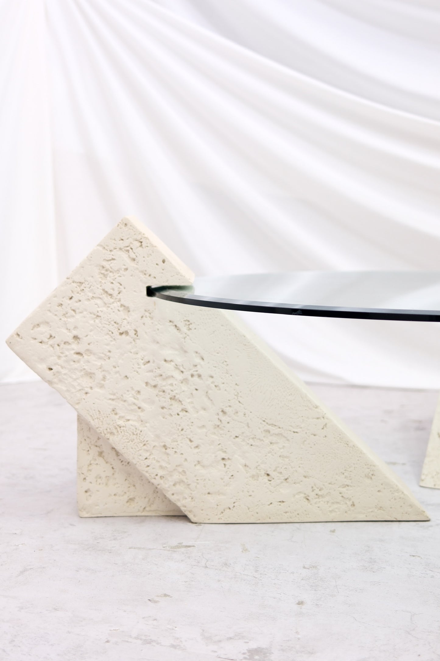 Vintage Brutalist Style Glass Coffee Table