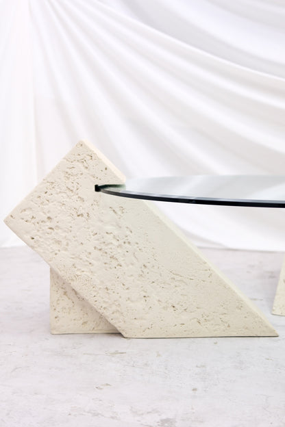 Vintage Brutalist Style Glass Coffee Table