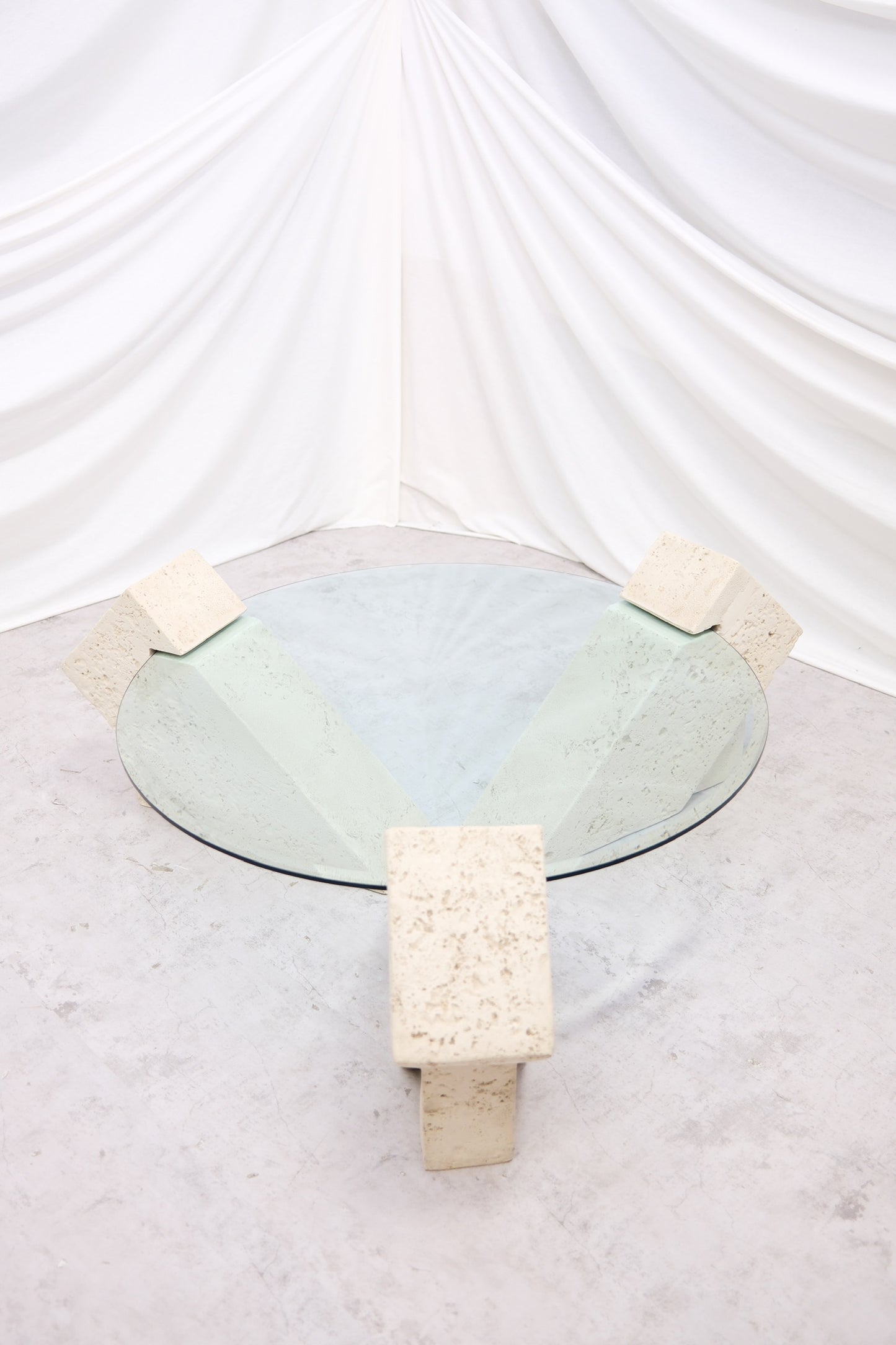 Vintage Brutalist Style Glass Coffee Table