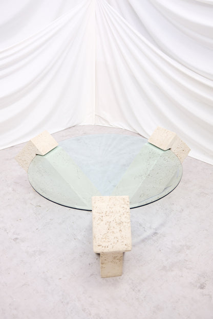 Vintage Brutalist Style Glass Coffee Table