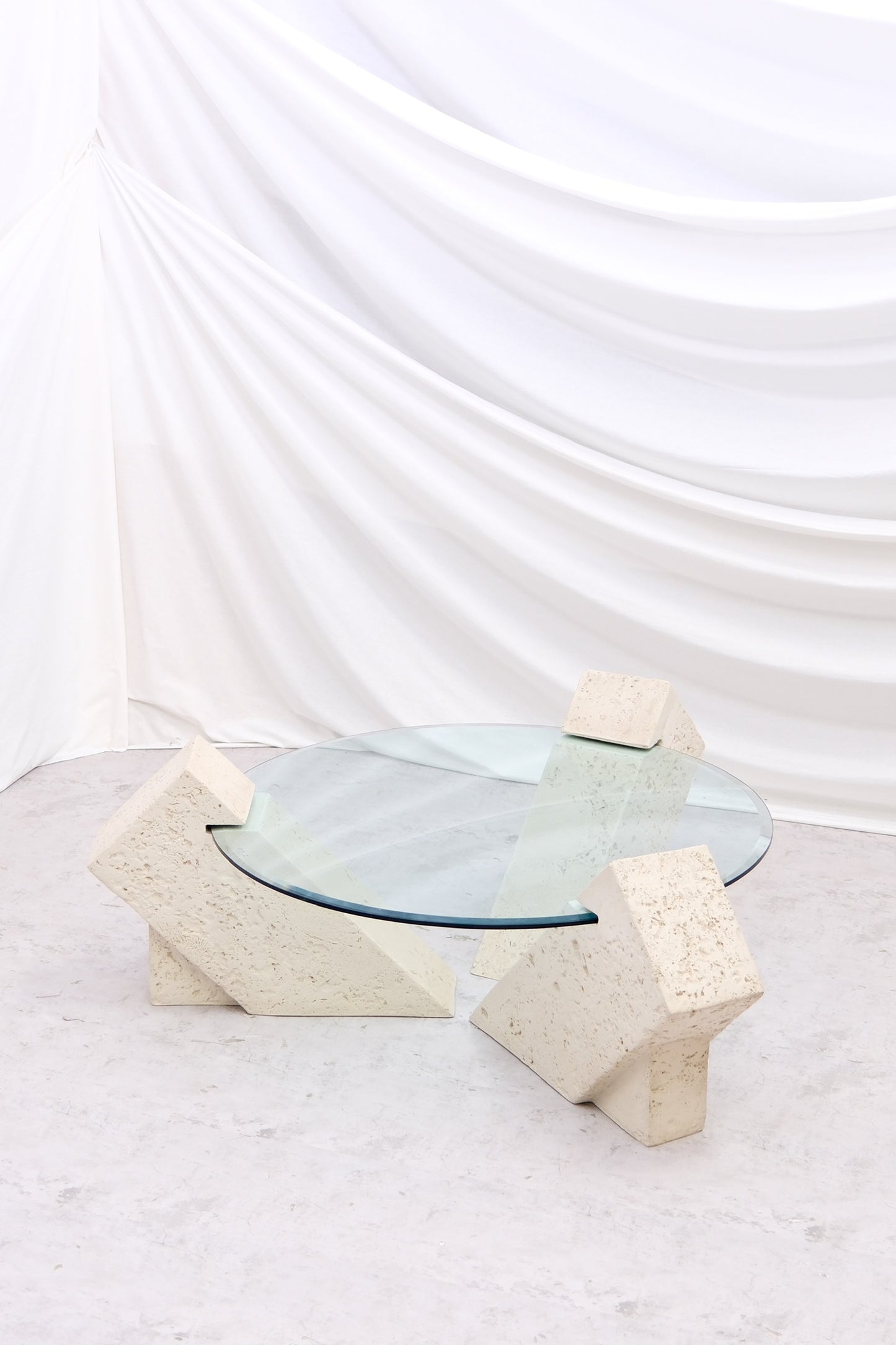 Vintage Brutalist Style Glass Coffee Table