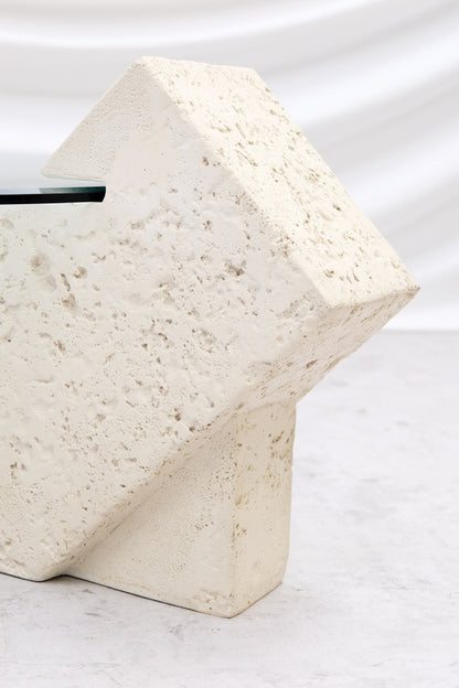 Vintage Brutalist Style Glass Coffee Table